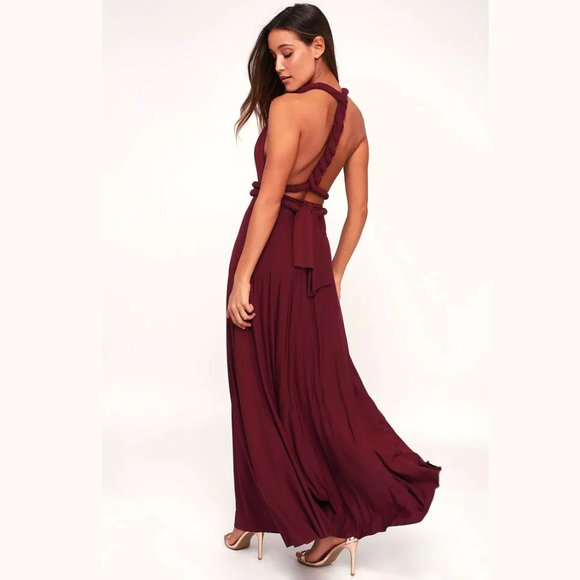 Ravon Infinity Maxi Dress by Von Vonni One Size Burgundy Wear in Many Styles - Picture 3 of 16